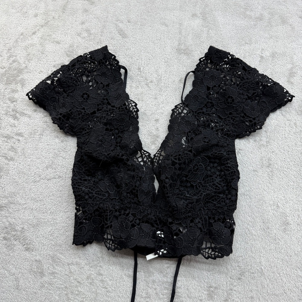 Anthropologie Alandra Lace Bralette Women S Black Crochet Whimsigoth Coquette